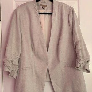 H&M Plus Size Beige Linen Blend Blazer Size 24